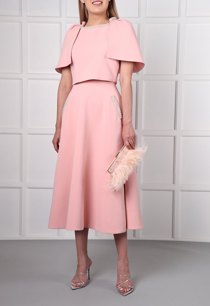 Choice Bead Embelished Dress Combo Blush - Wardrobe Fashion