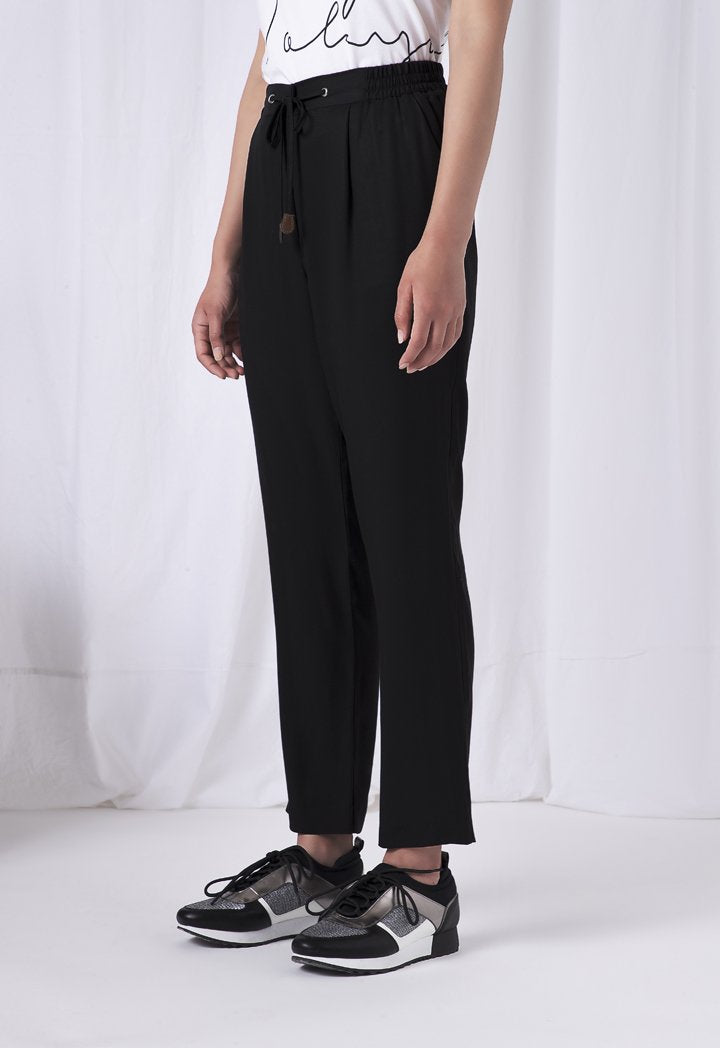 Choice Elasticated Waist Side Pants Black - Wardrobe Fashion