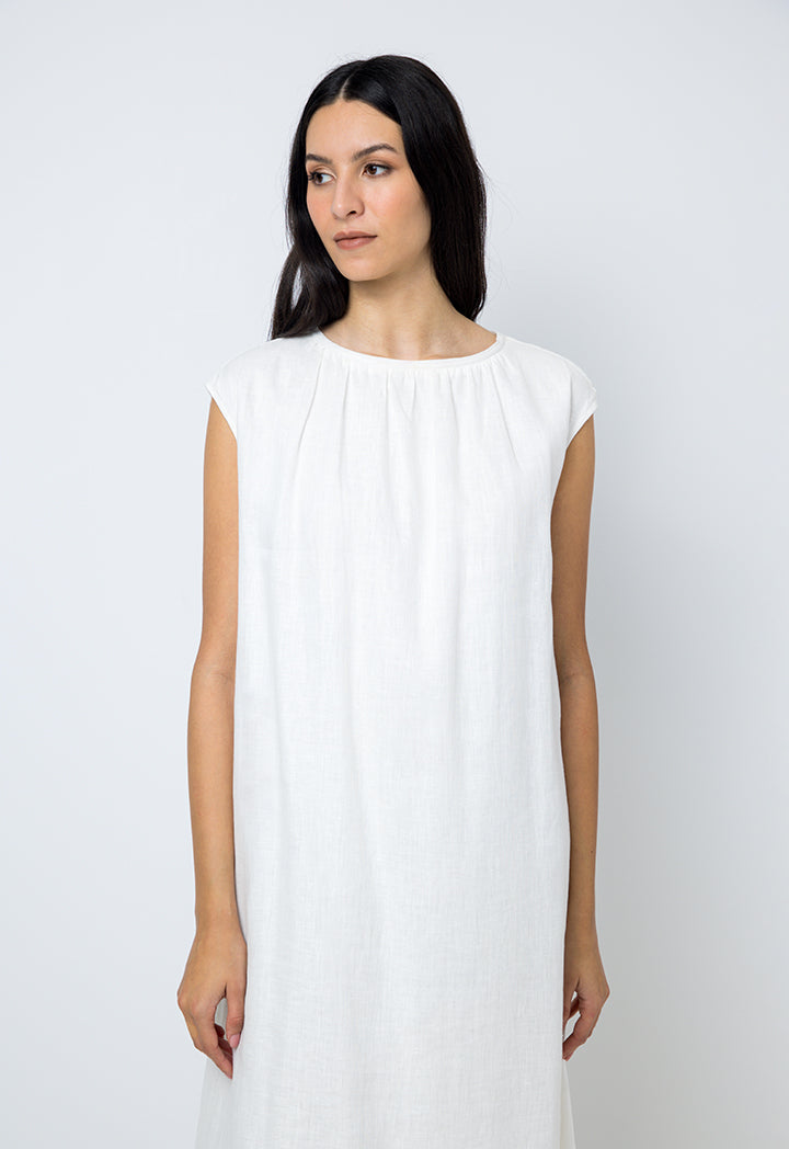 Choice Solid Sleeveless Maxi Dress Offwhite