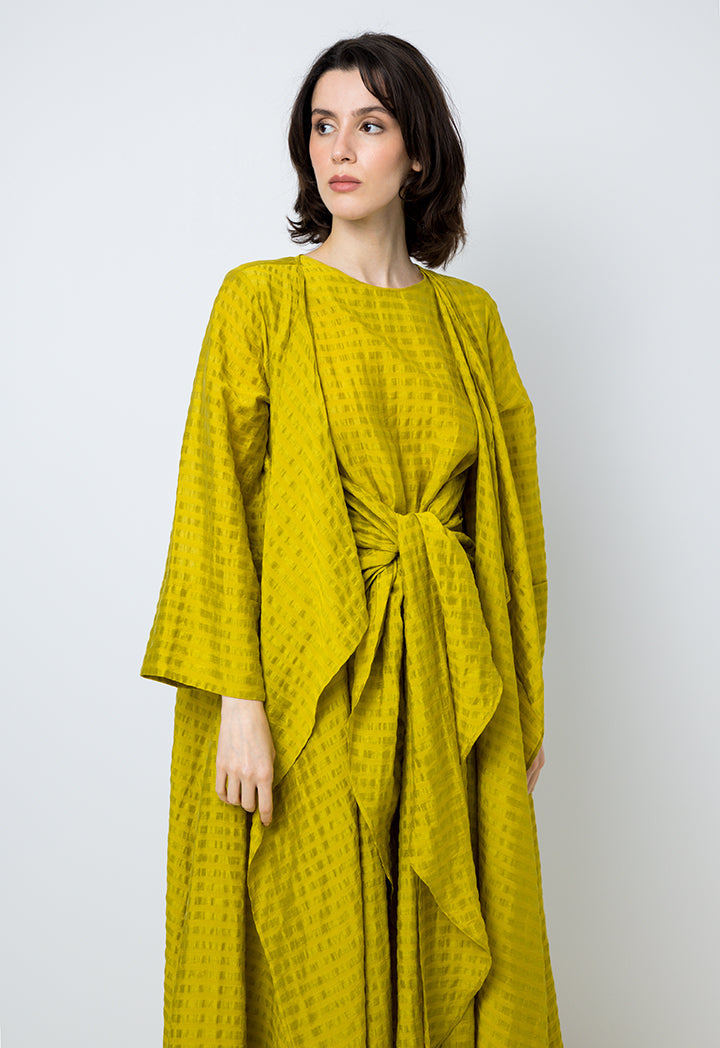 Choice Striped Long Sleeves Maxi Abaya Lime