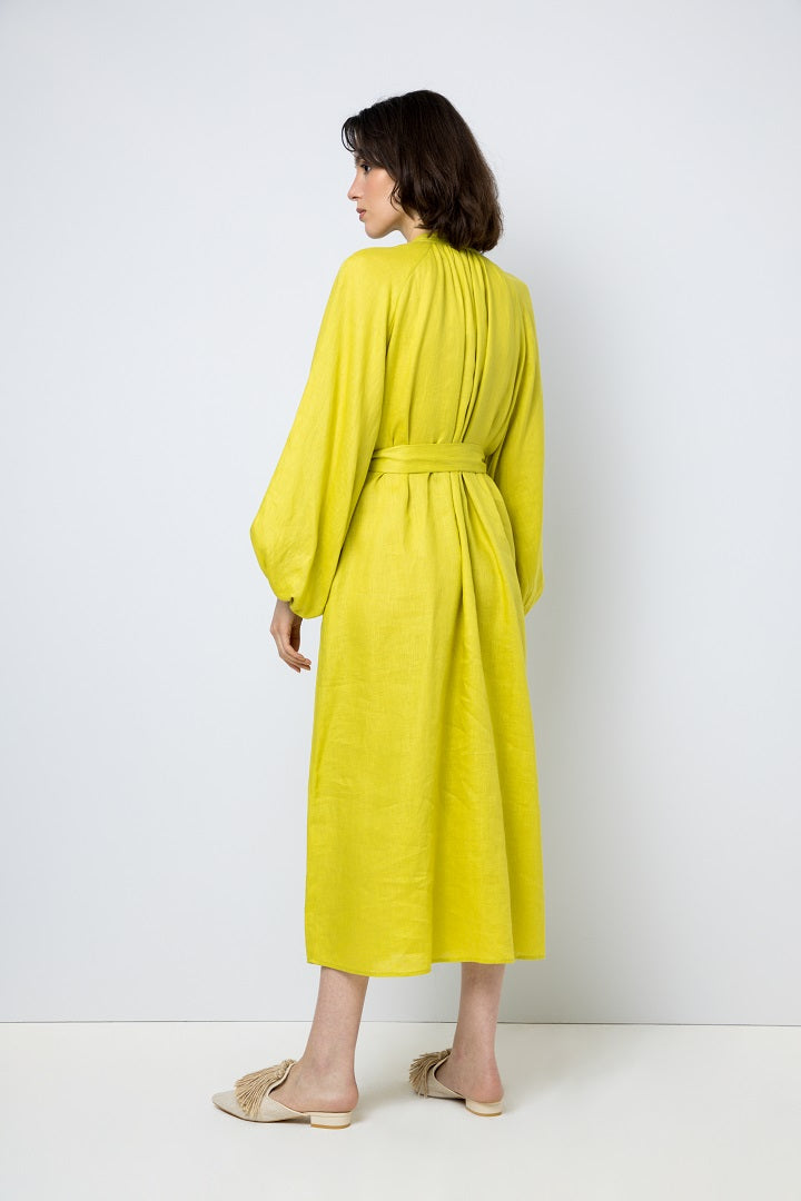 Choice Chain Detail Dress With Belt Lime