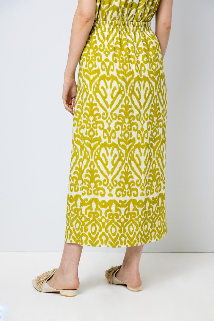 Choice Patterned Skirt With Overlap  Lime