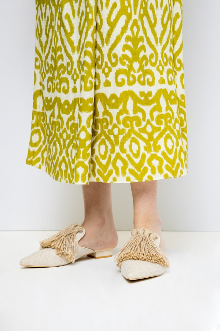 Choice Patterned Skirt With Overlap  Lime