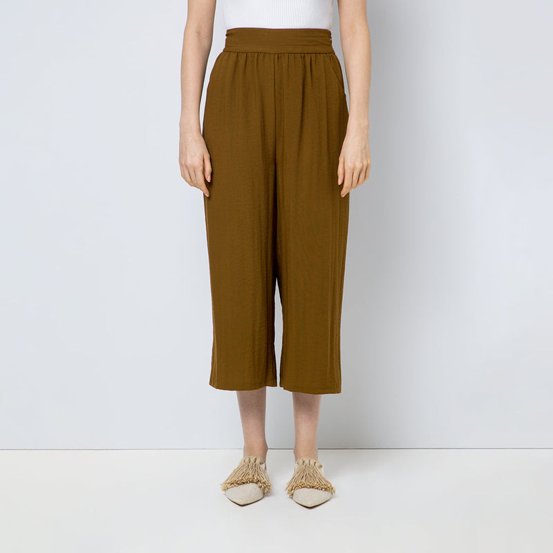 Choice Solid Wide Leg Trousers Brown