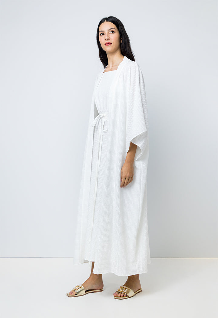Choice Solid Long Wide Sleeves Abaya Off White