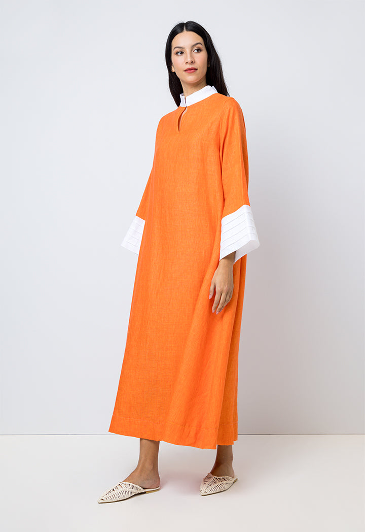 Choice Contrast Color Maxi Dress Orange