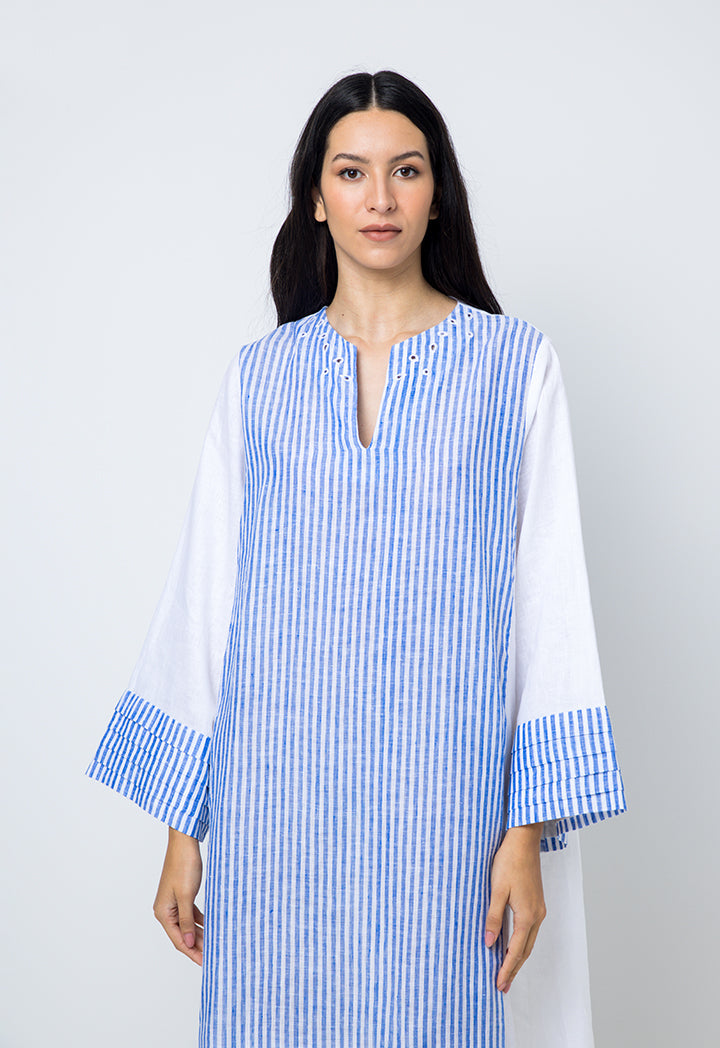 Choice Striped Flared Maxi Dress Light Blue
