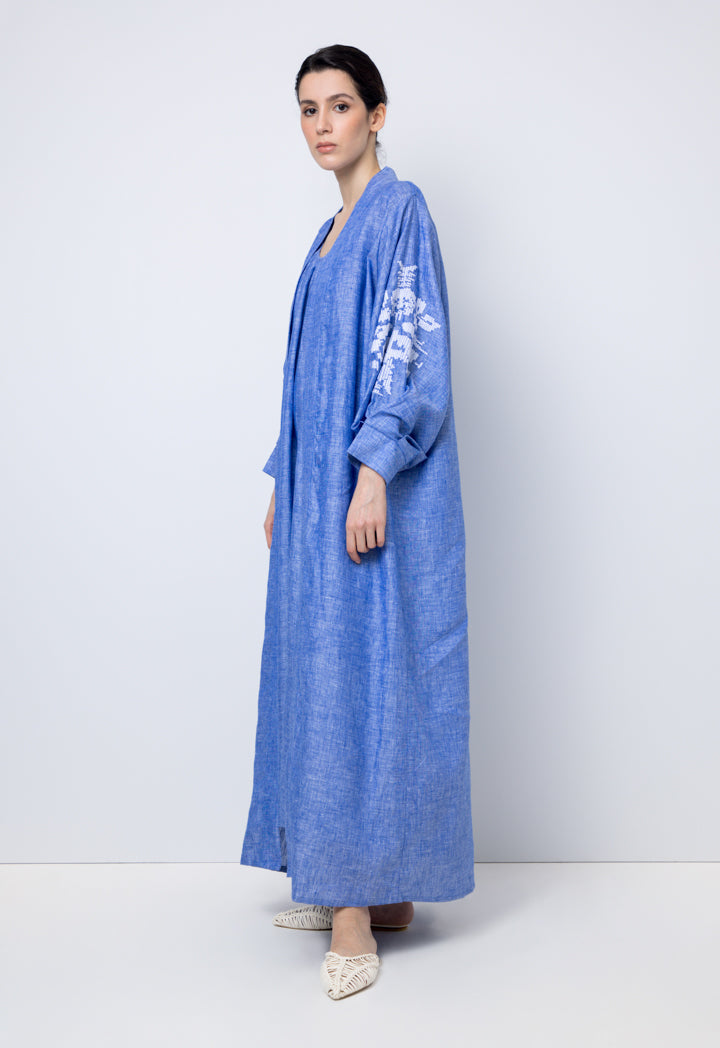 Choice Embroidered Print Kimono Outerwear Blue