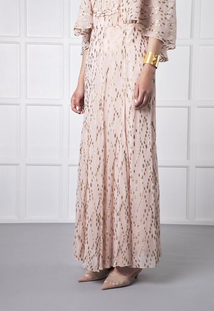 Choice Gold Lurex Oval Pattern Skirt Blush - Wardrobe Fashion