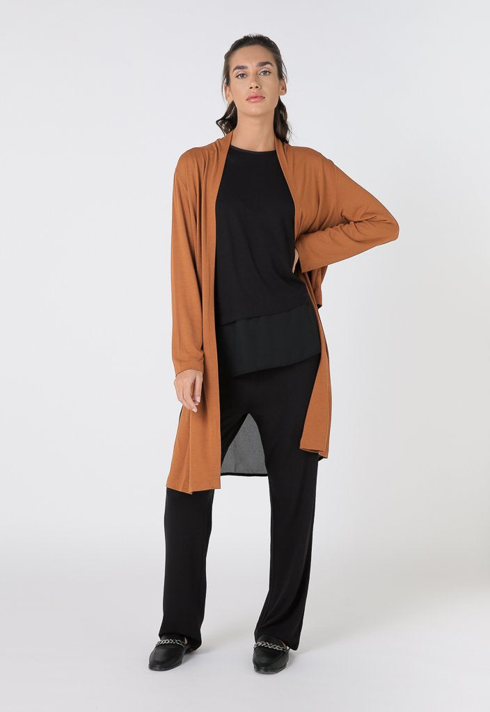 Choice Long Sleeve Open Front Outerwear Cinnamon