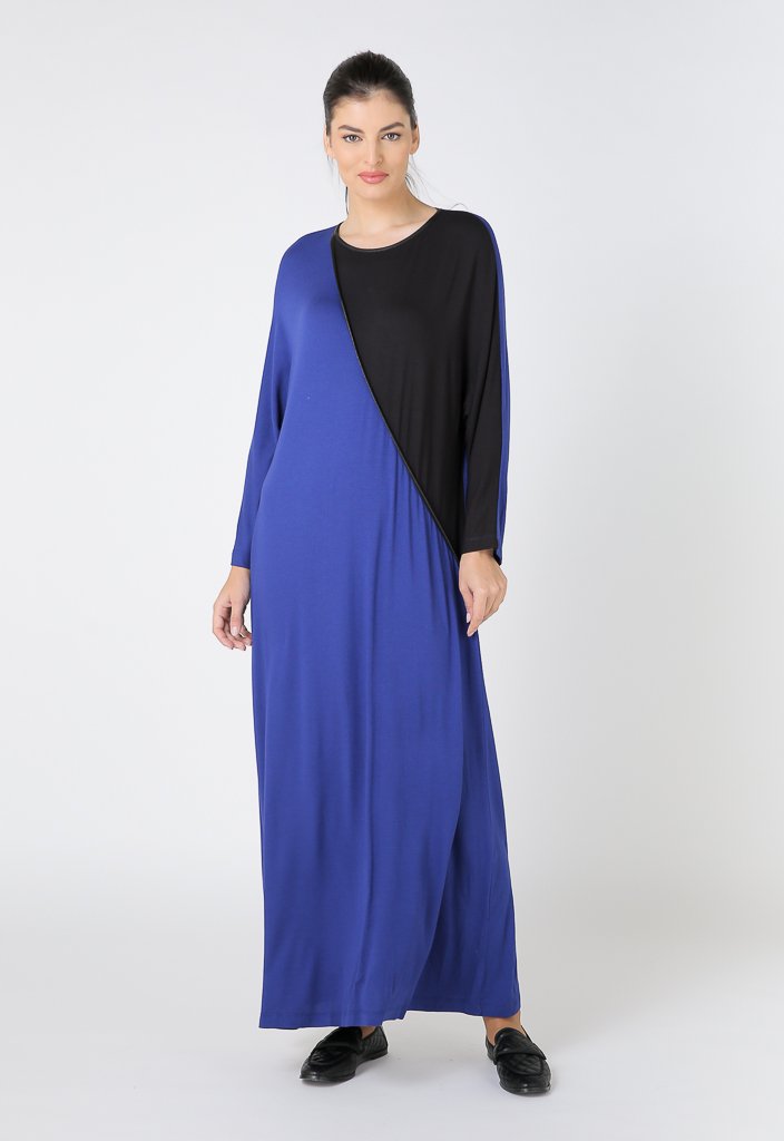 Choice Long Sleeve Leisure Jersey Dress Cobalt-Black