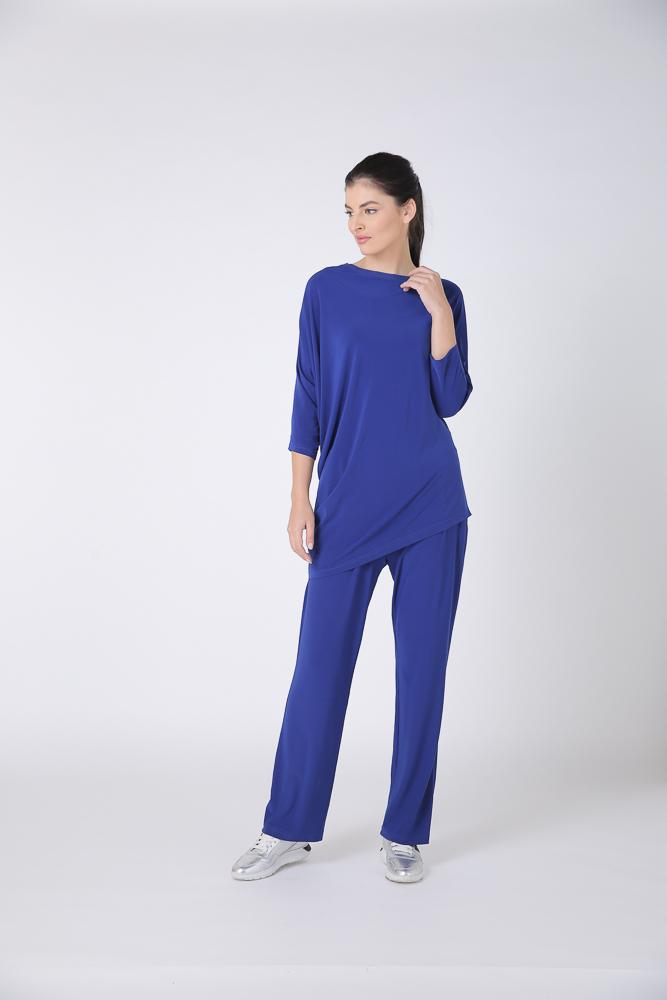 Choice 3/4 Sleeve Asymmetrical Blouse Cobalt