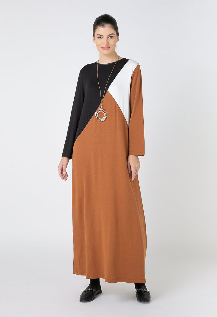 Choice Long Sleeve Jersey Maxi Dress Black-Cinnamon