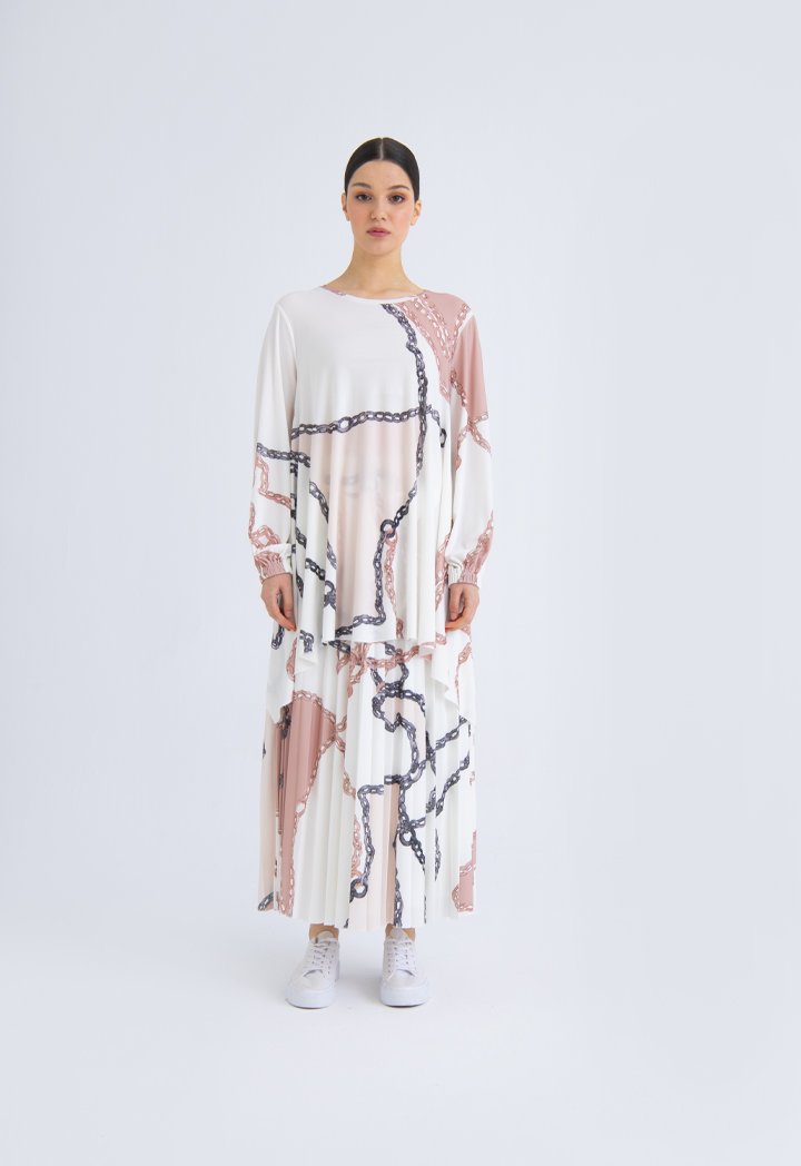 Choice Printed Knit Drape Side Tunic Blouse Blush