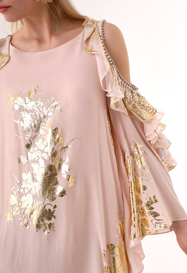 Choice Embellished Cold Shoulder Dress Blush - Wardrobe Fashion