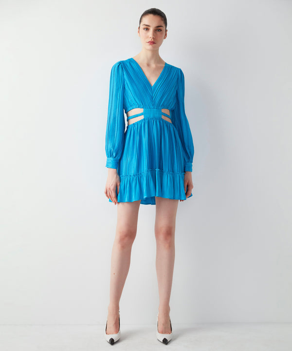Ipekyol Ruffle Trim Cutout Mini Dress Blue