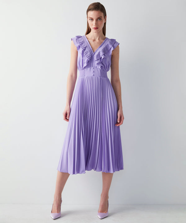 Ipekyol Ruffle Trim Pleated Dress Lavander