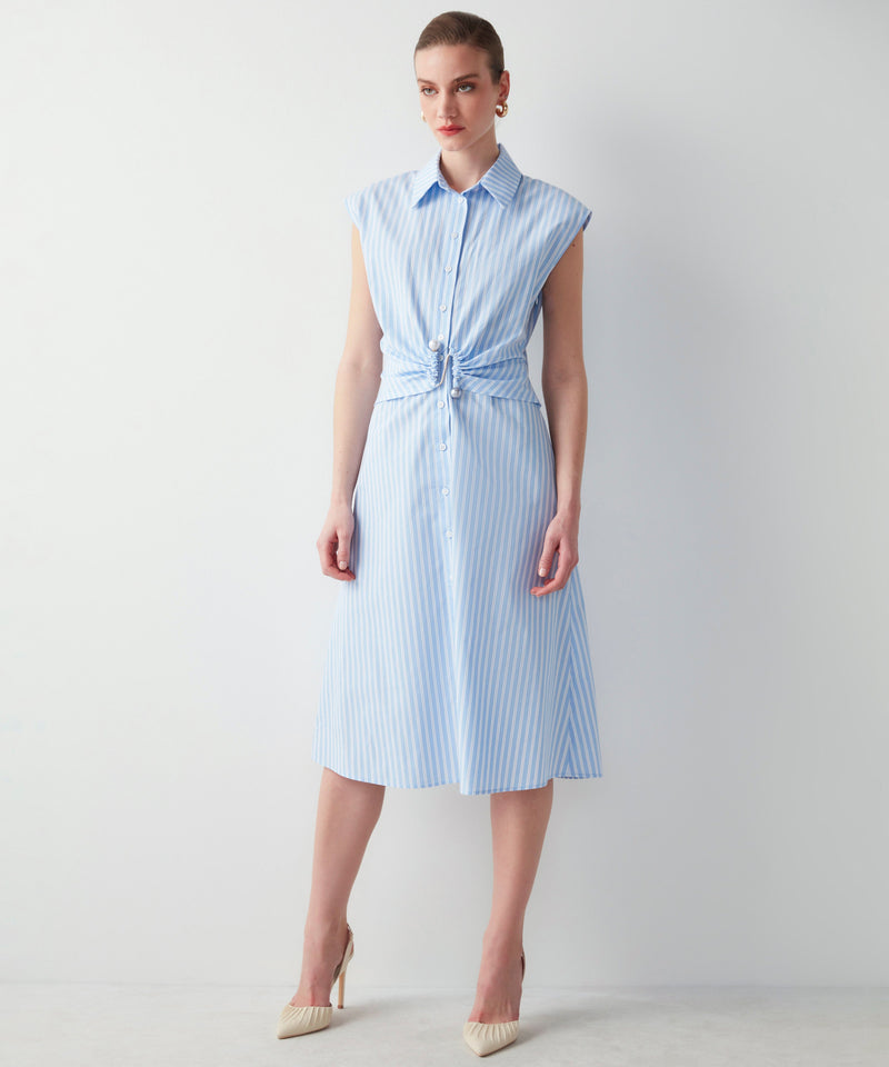 Ipekyol Striped Dress With Pearl Accessories Blue