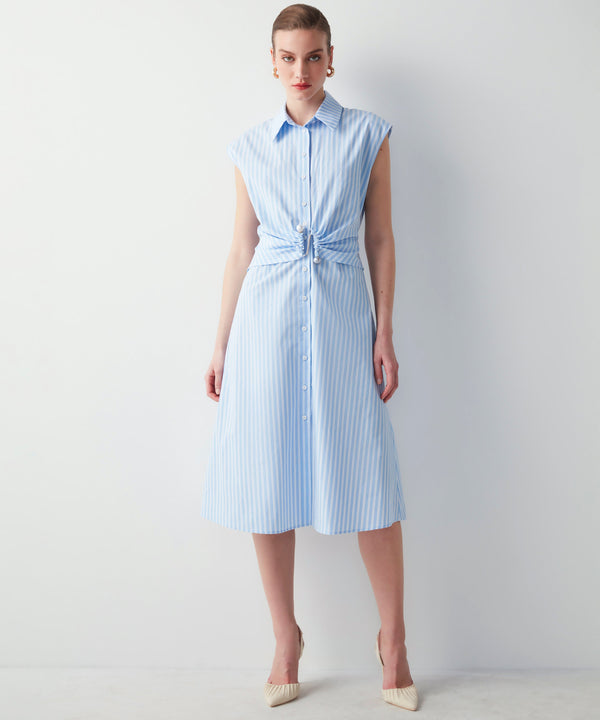 Ipekyol Striped Dress With Pearl Accessories Blue
