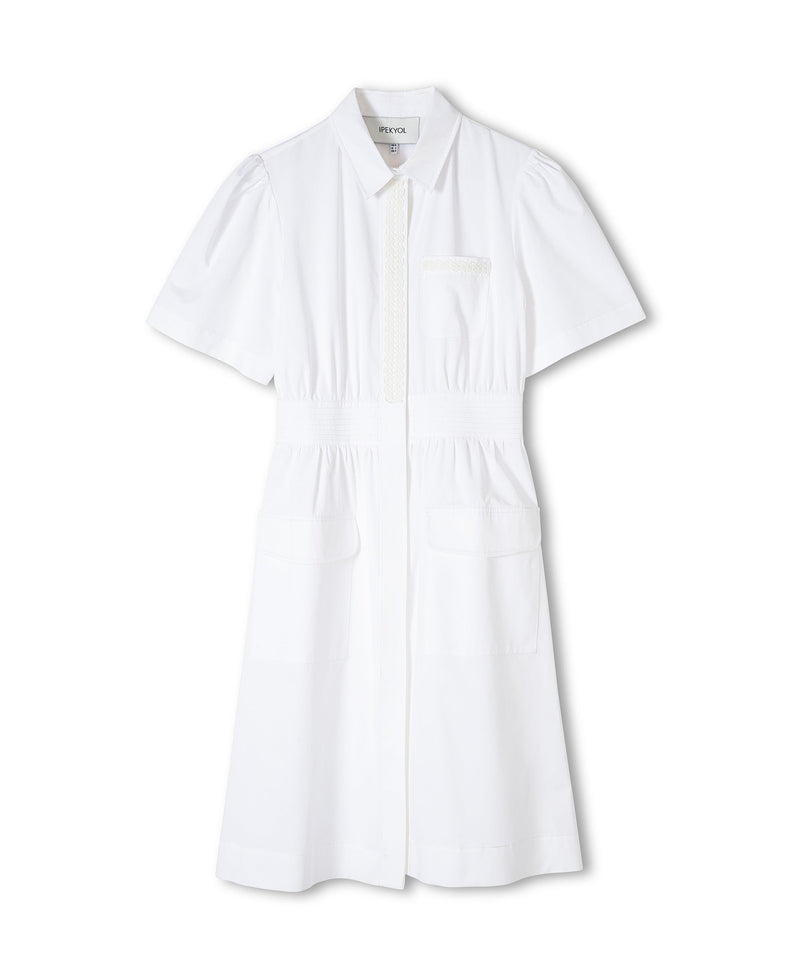 Ipekyol Crochet Striped Shirt Dress White