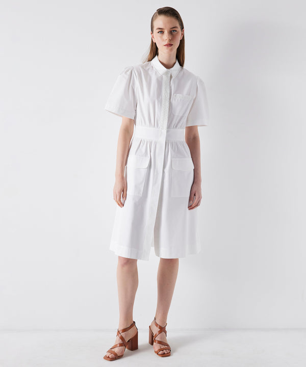 Ipekyol Crochet Striped Shirt Dress White