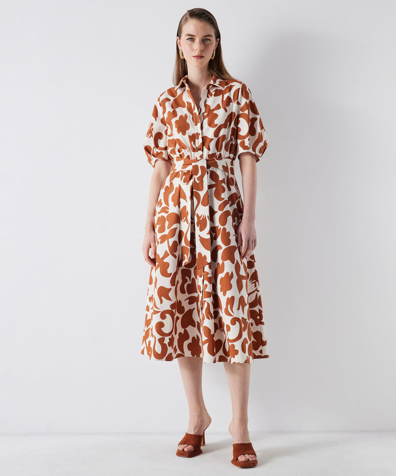 Ipekyol Printed Belted Shirt Dress Natural