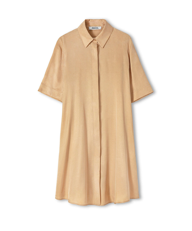 Ipekyol Pleated Detail Shirt Dress Natural