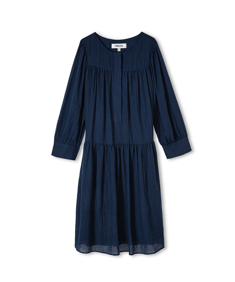 Ipekyol Solid Textured Midi Dress  Navy Blue