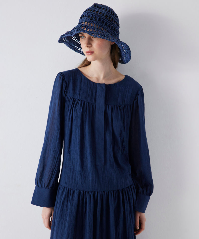 Ipekyol Solid Textured Midi Dress  Navy Blue