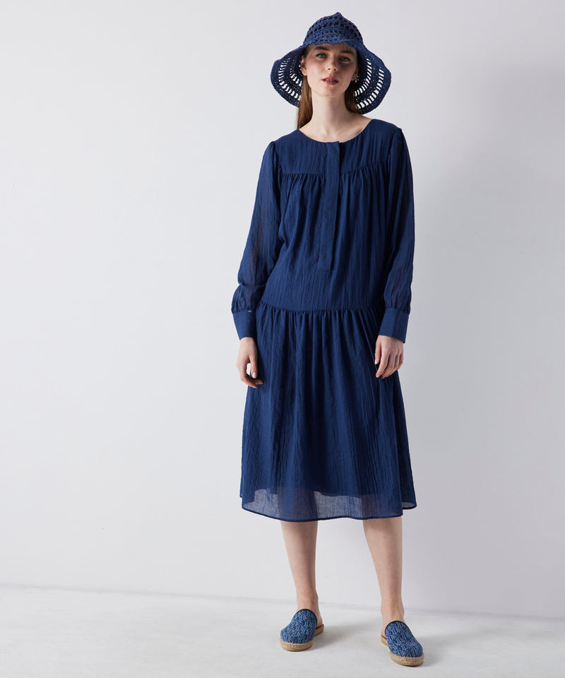 Ipekyol Solid Textured Midi Dress  Navy Blue