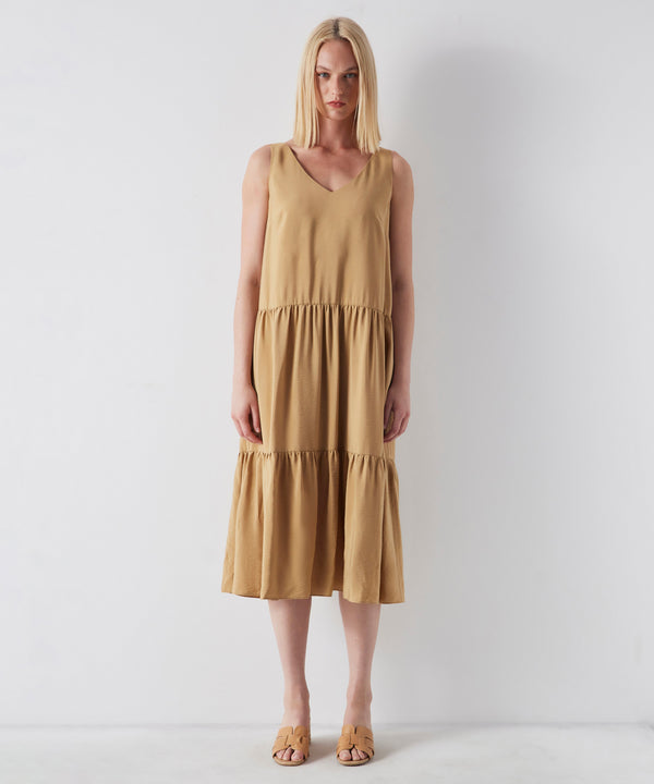 Ipekyol V-Neck Tiered Detail Dress Natural