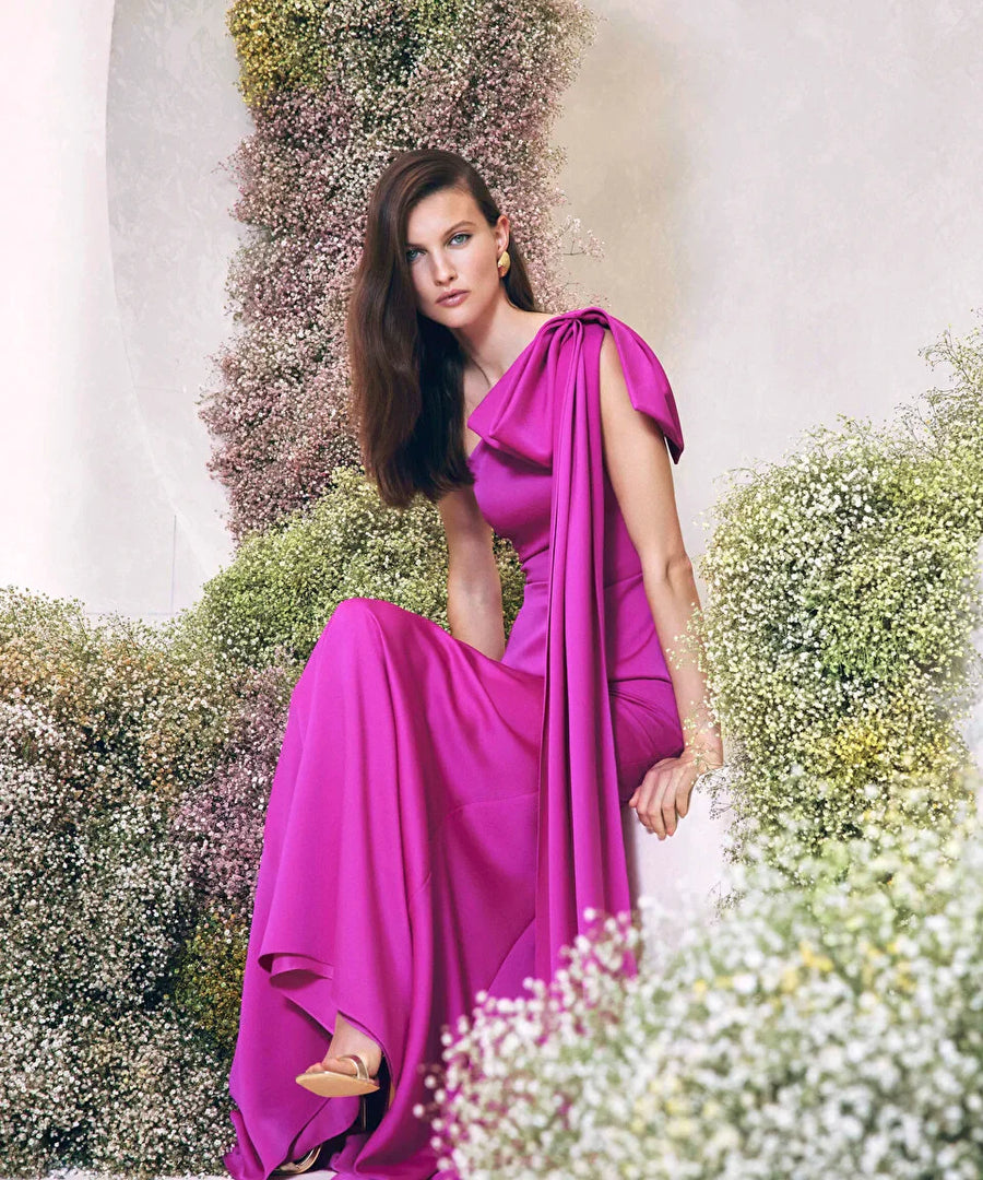 Ipekyol Bow Detail Maxi Dress Fuchsia – Wardrobe Fashion IN