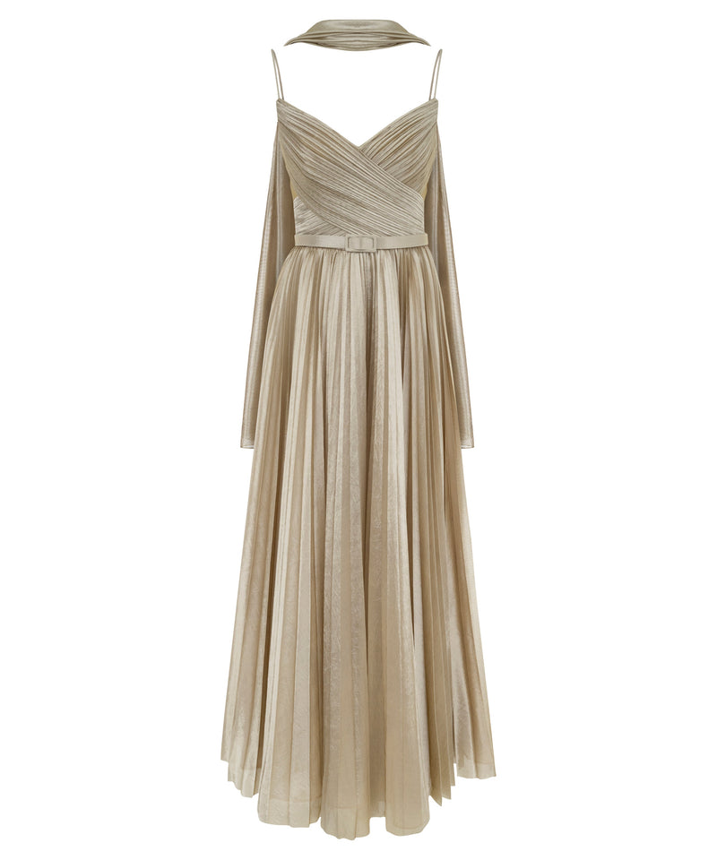 Ipekyol Pleated Dress With Shawl Accessory Gold