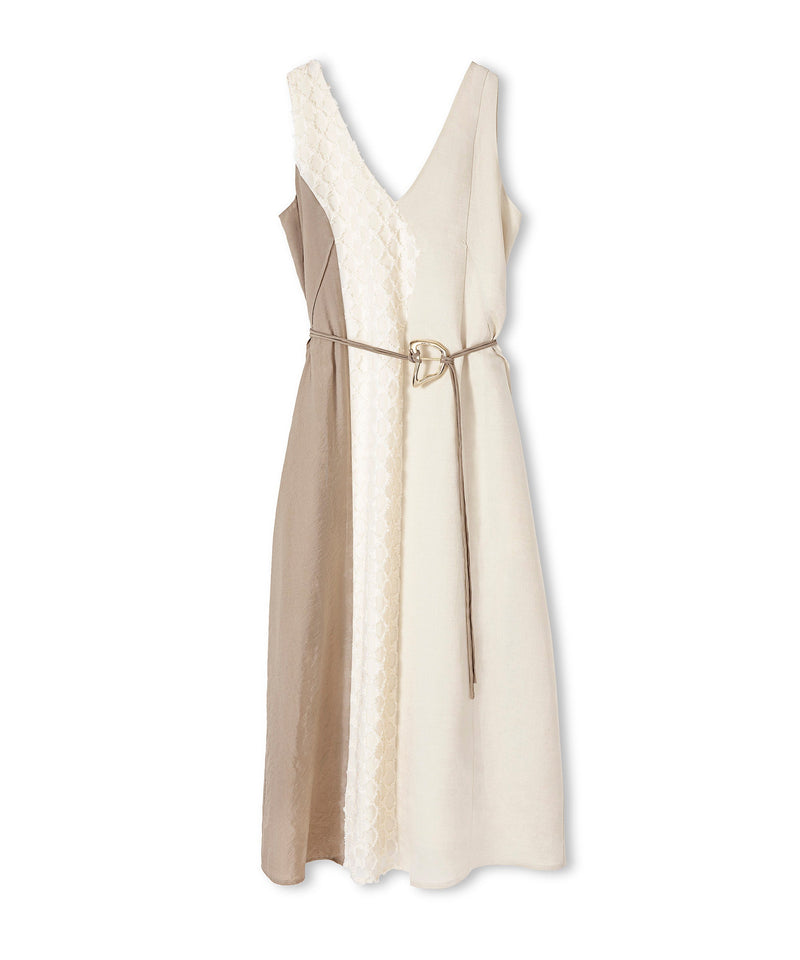 Ipekyol Colorblock Fabric Mix Dress Beige