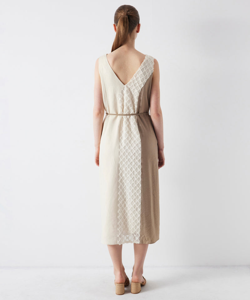 Ipekyol Colorblock Fabric Mix Dress Beige