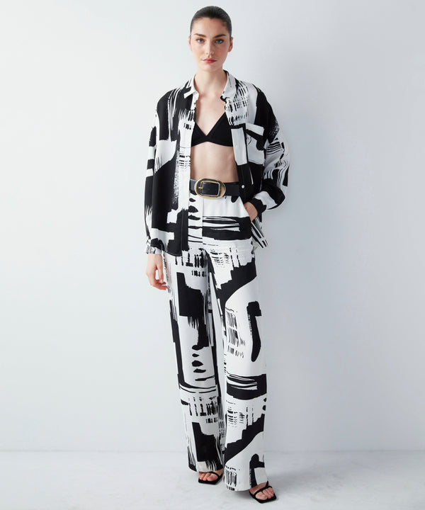 Ipekyol Abstract Pattern Wide Leg Fit Trousers Off White