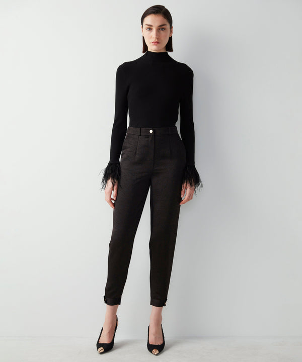 Ipekyol Mid Waist Textured Trousers Black