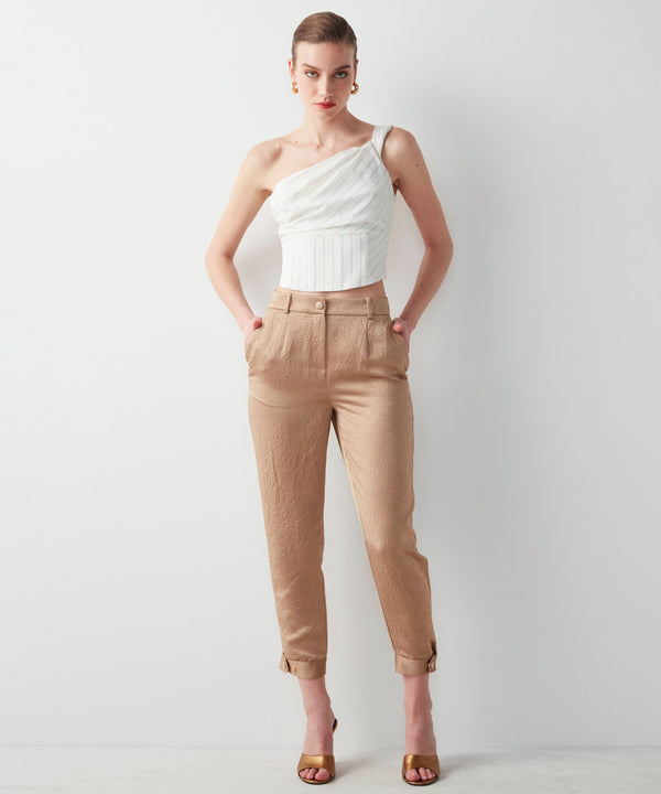 Ipekyol Mid Waist Textured Trousers Natural