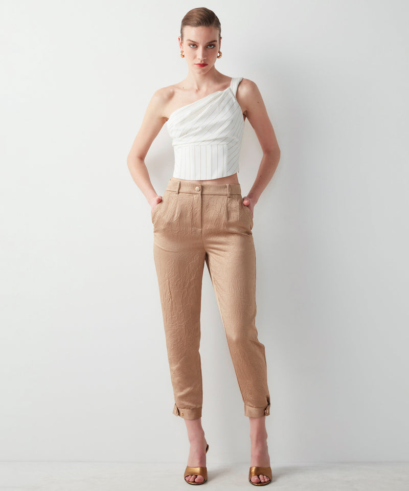 Ipekyol Mid Waist Textured Trousers Natural