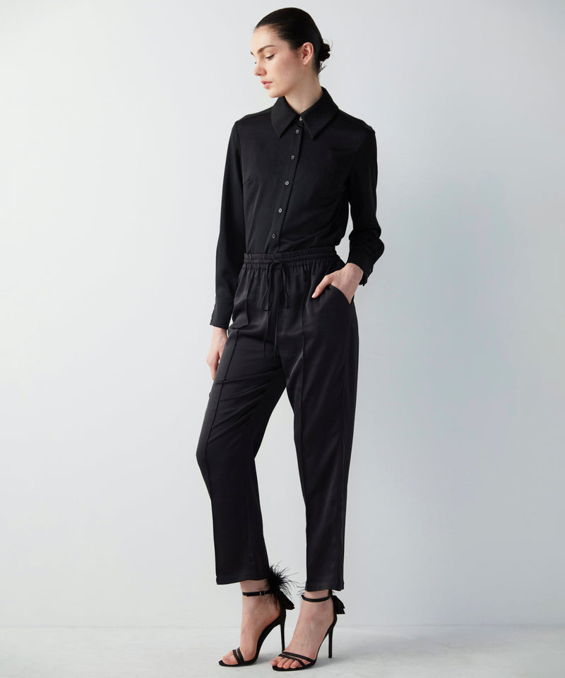 Ipekyol Relaxed Fit Trousers With Elastic Waist Black