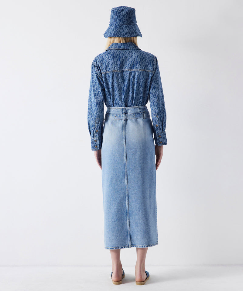 Ipekyol Front Slit Denim Skirt Light Indigo