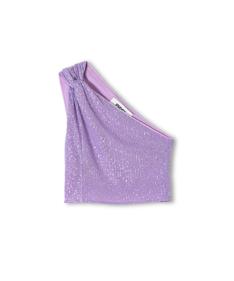 Ipekyol Sequin Asymmetric Sleeve Blouse Lilac