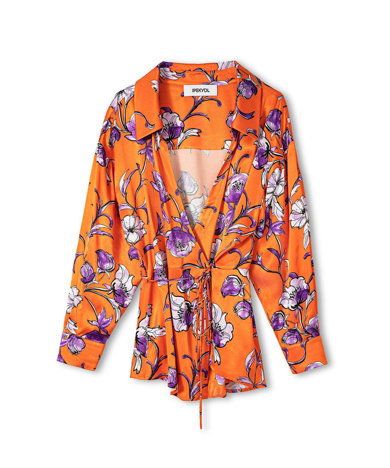 Ipekyol Satin Effect Floral Print Blouse Orange