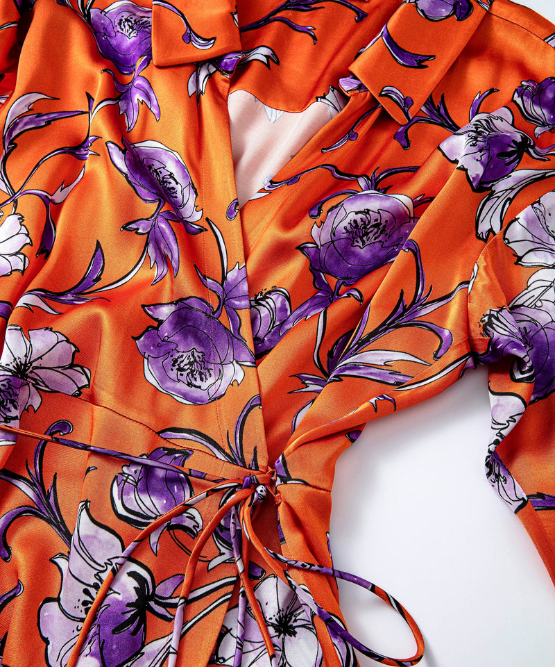 Ipekyol Satin Effect Floral Print Blouse Orange