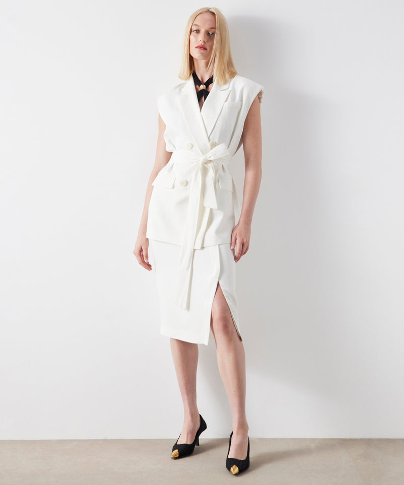 Ipekyol Oversized Linen Vest With Belt Off White