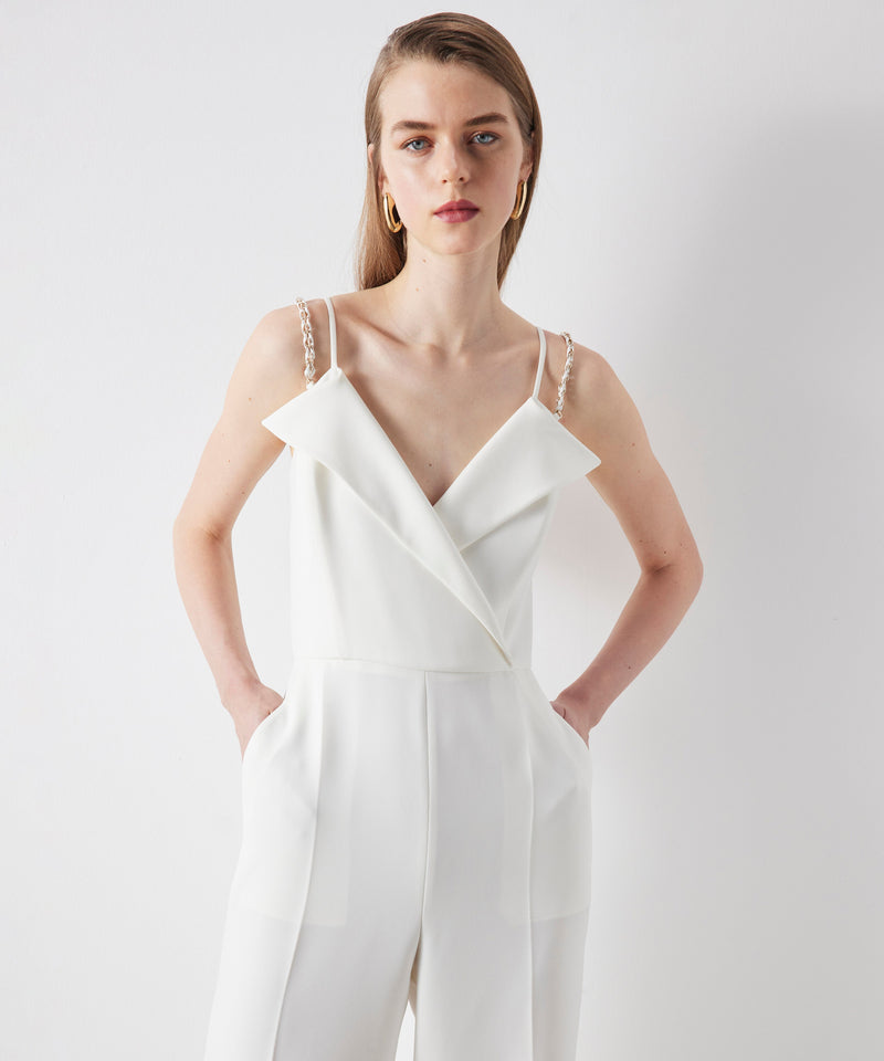 Ipekyol Chain Strap Double-Breasted Jumpsuit Off White