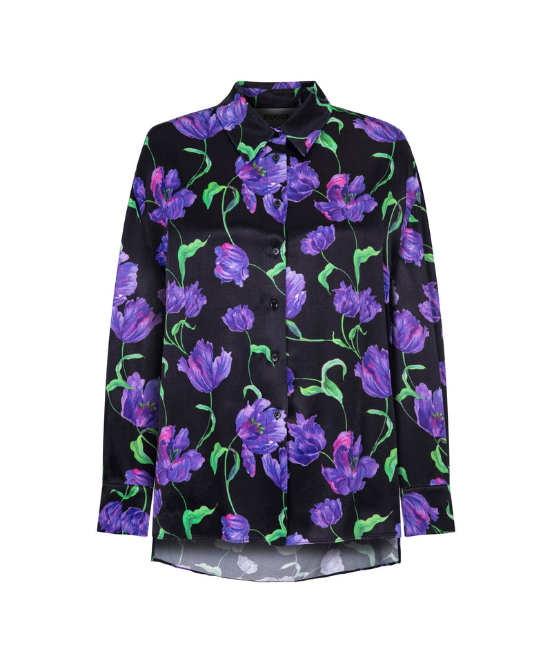 Ipekyol Floral Pattern Satin Shirt Lavander