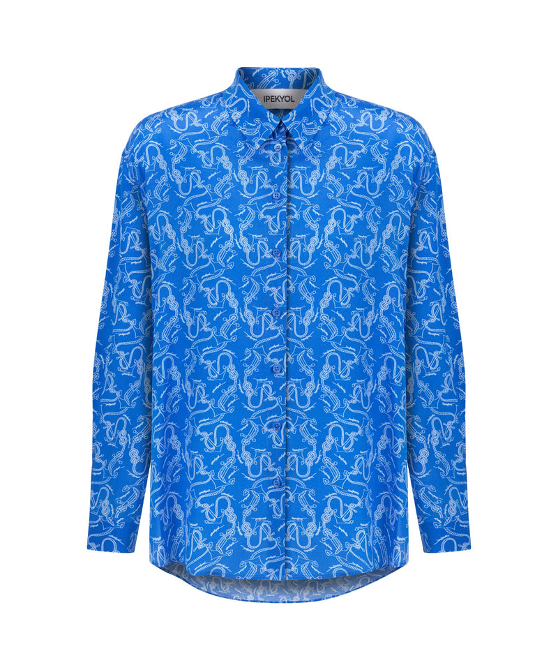 Ipekyol Patterned Casual Fit Shirt Blue