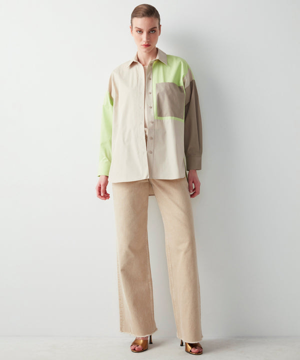 Ipekyol Colorblock Shirt With Pocket Beige