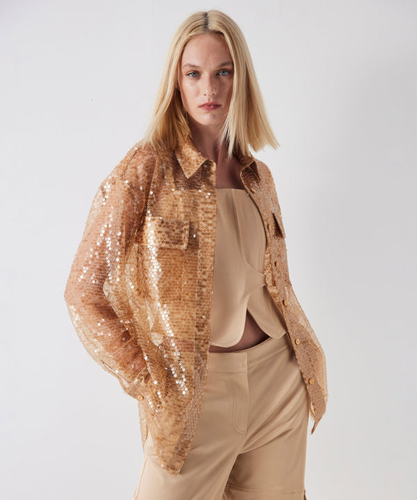 Ipekyol Sequined Oversize Shirt Caramel